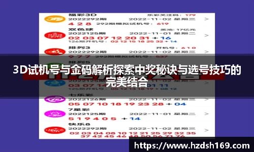 3D试机号与金码解析探索中奖秘诀与选号技巧的完美结合