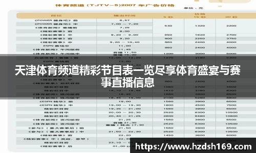 天津体育频道精彩节目表一览尽享体育盛宴与赛事直播信息